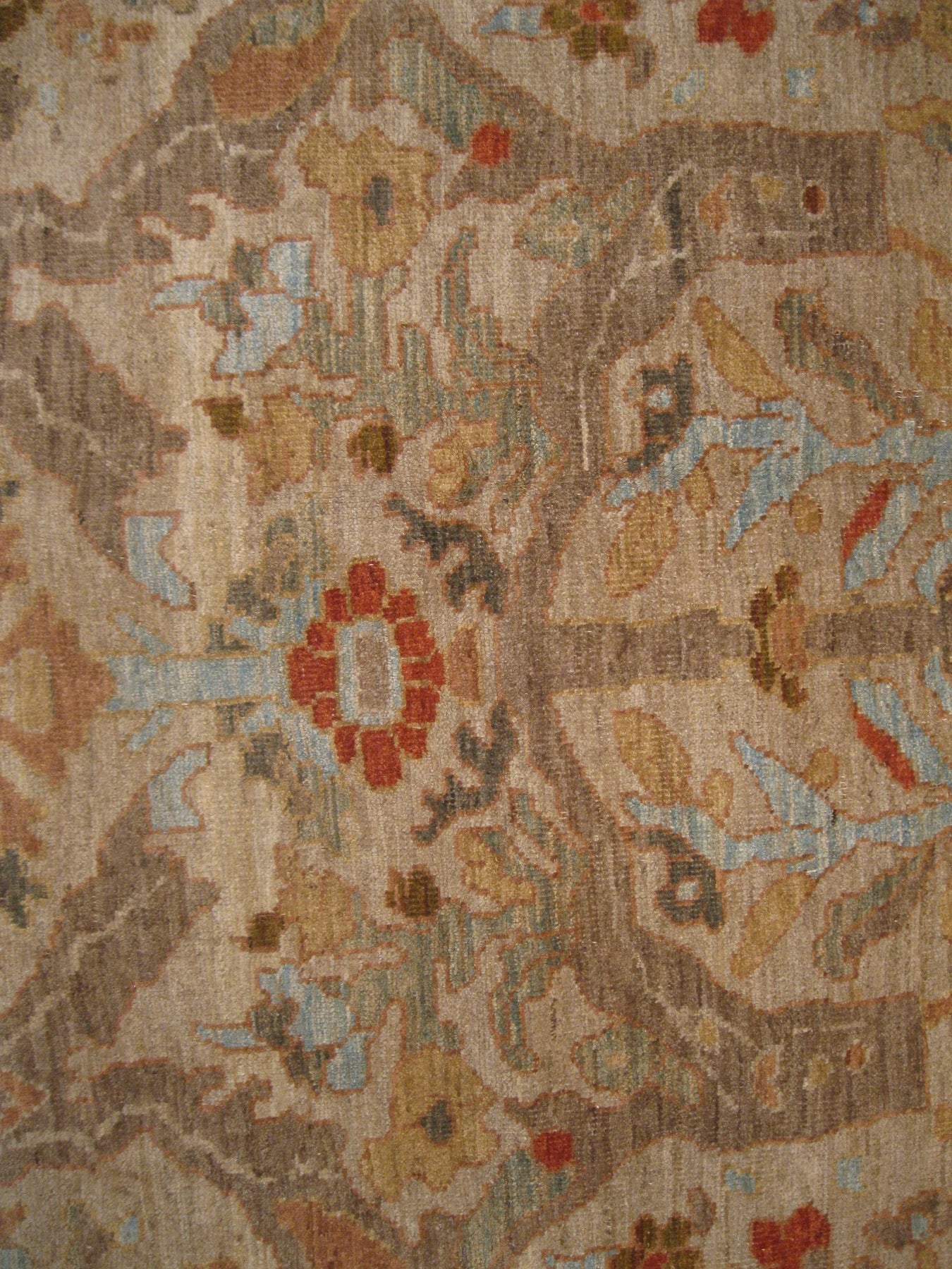 Turkish Sultanabad Wool 6x9  Ivory, Grey, Rust & Blue Handmade Area Rug #1142640