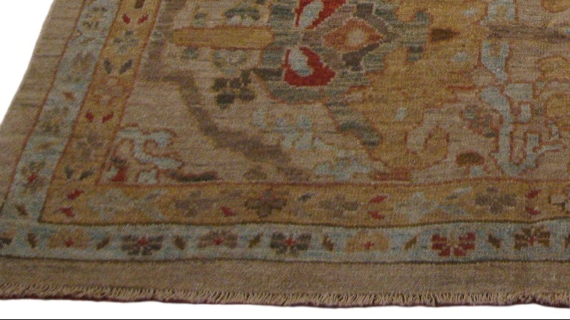 Turkish Sultanabad Wool 6x9  Ivory, Grey, Rust & Blue Handmade Area Rug #1142640