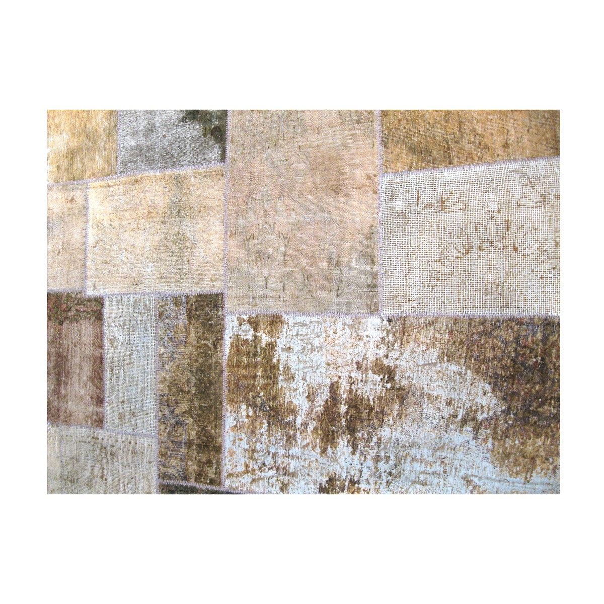 Vintage Persian Patchwork 5X5 Beige & Grey Handmade Square Area Rug #1142755