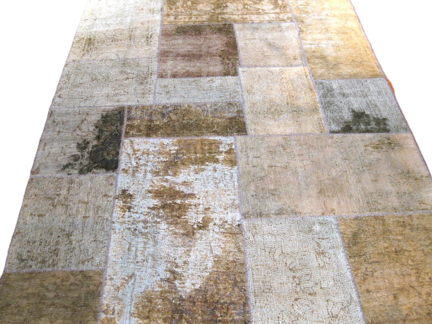 Vintage Persian Patchwork 5X5 Beige & Grey Handmade Square Area Rug #1142755