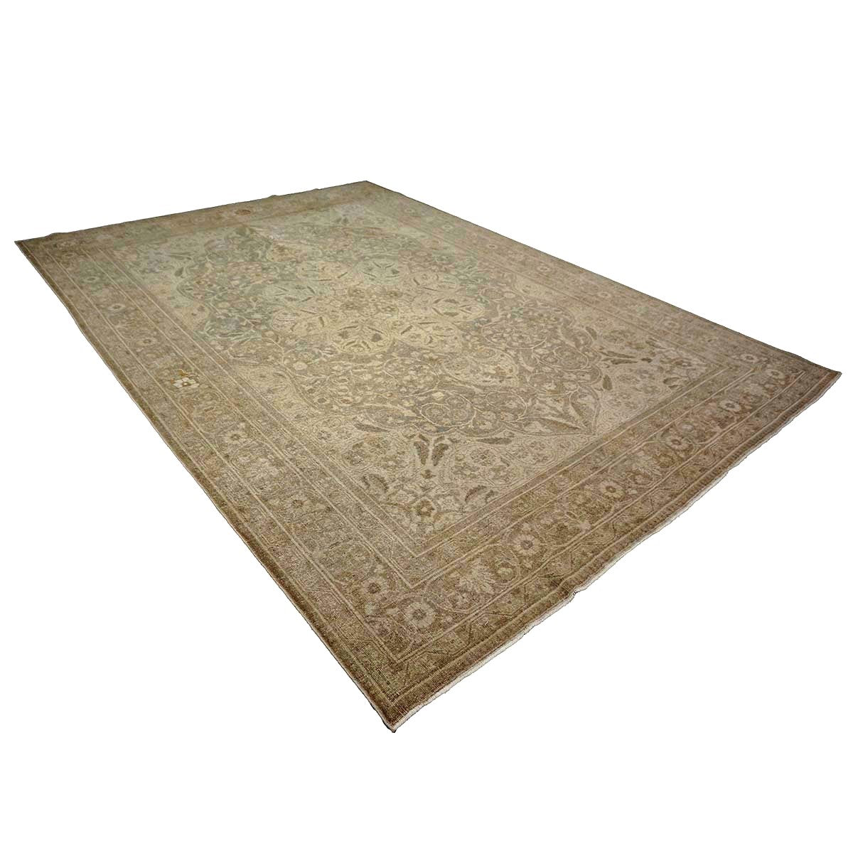 Antique Persian Tabriz Wool 8x11 Grey & Tan Handmade Area Rug #1142772