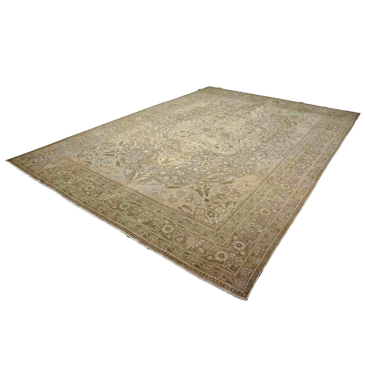 Antique Persian Tabriz Wool 8x11 Grey & Tan Handmade Area Rug #1142772