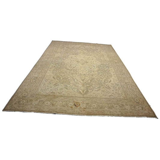 Antique Persian Tabriz Wool 8x11 Grey & Tan Handmade Area Rug #1142772