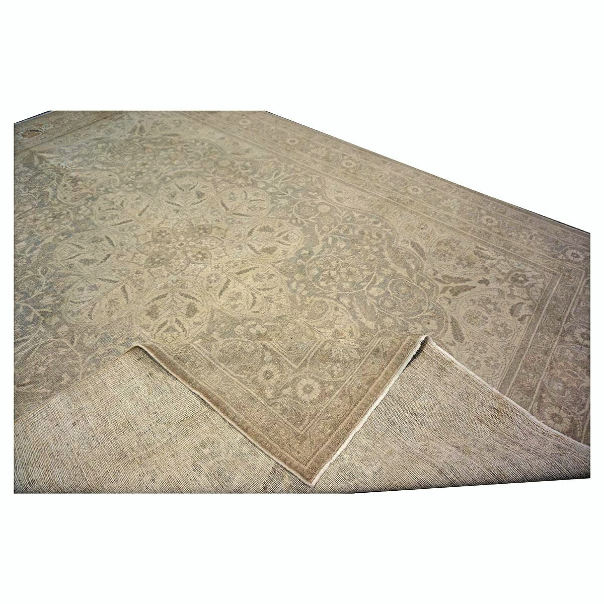Antique Persian Tabriz Wool 8x11 Grey & Tan Handmade Area Rug #1142772