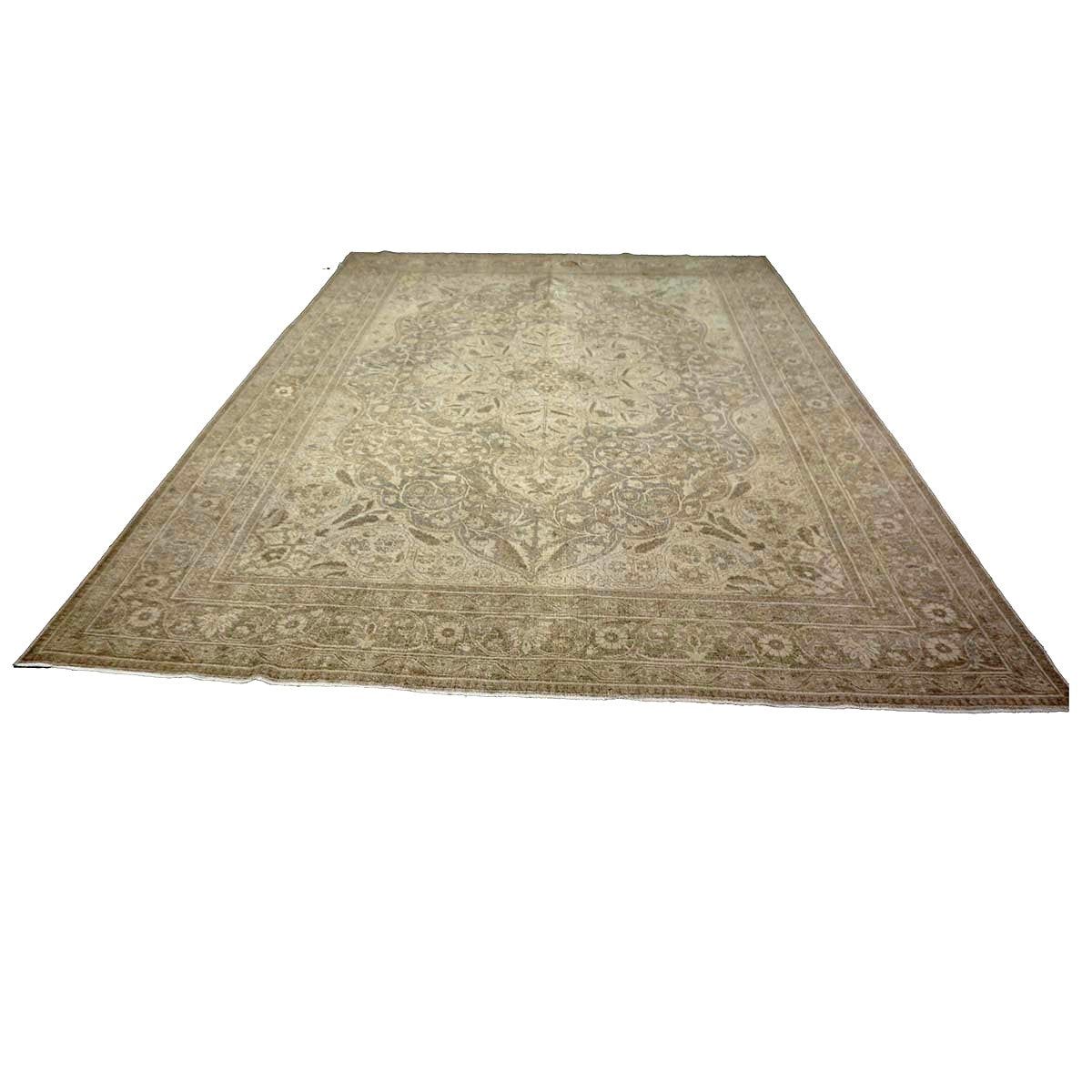 Antique Persian Tabriz Wool 8x11 Grey & Tan Handmade Area Rug #1142772