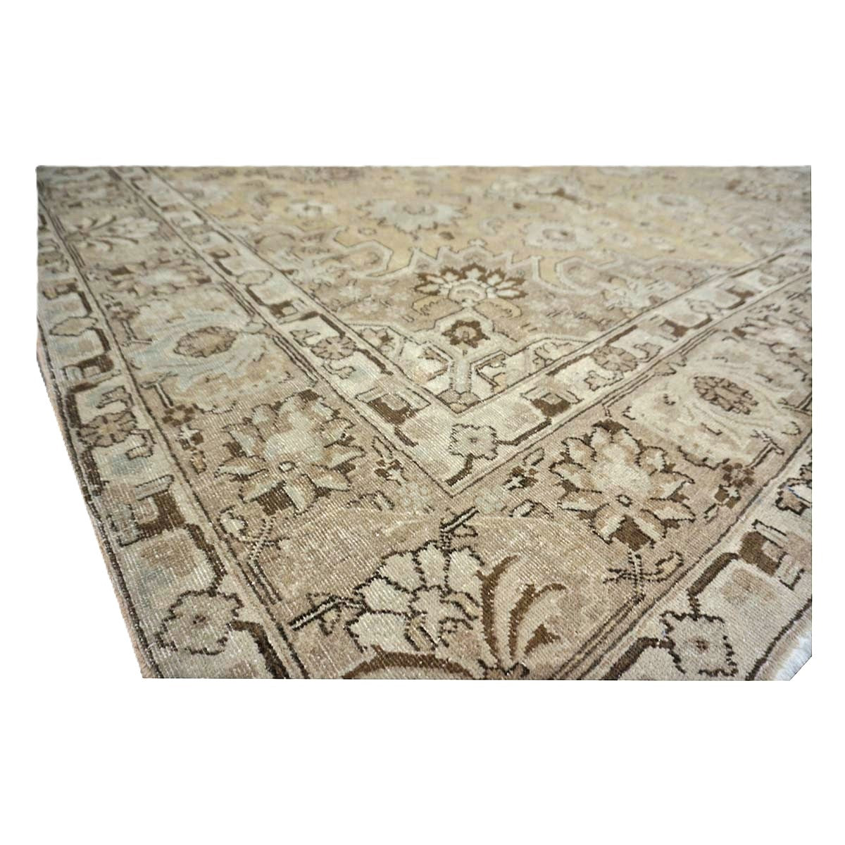 Antique Persian Tabriz Wool 7x10 Beige, Ivory & Tan Handmade Area Rug #1142811