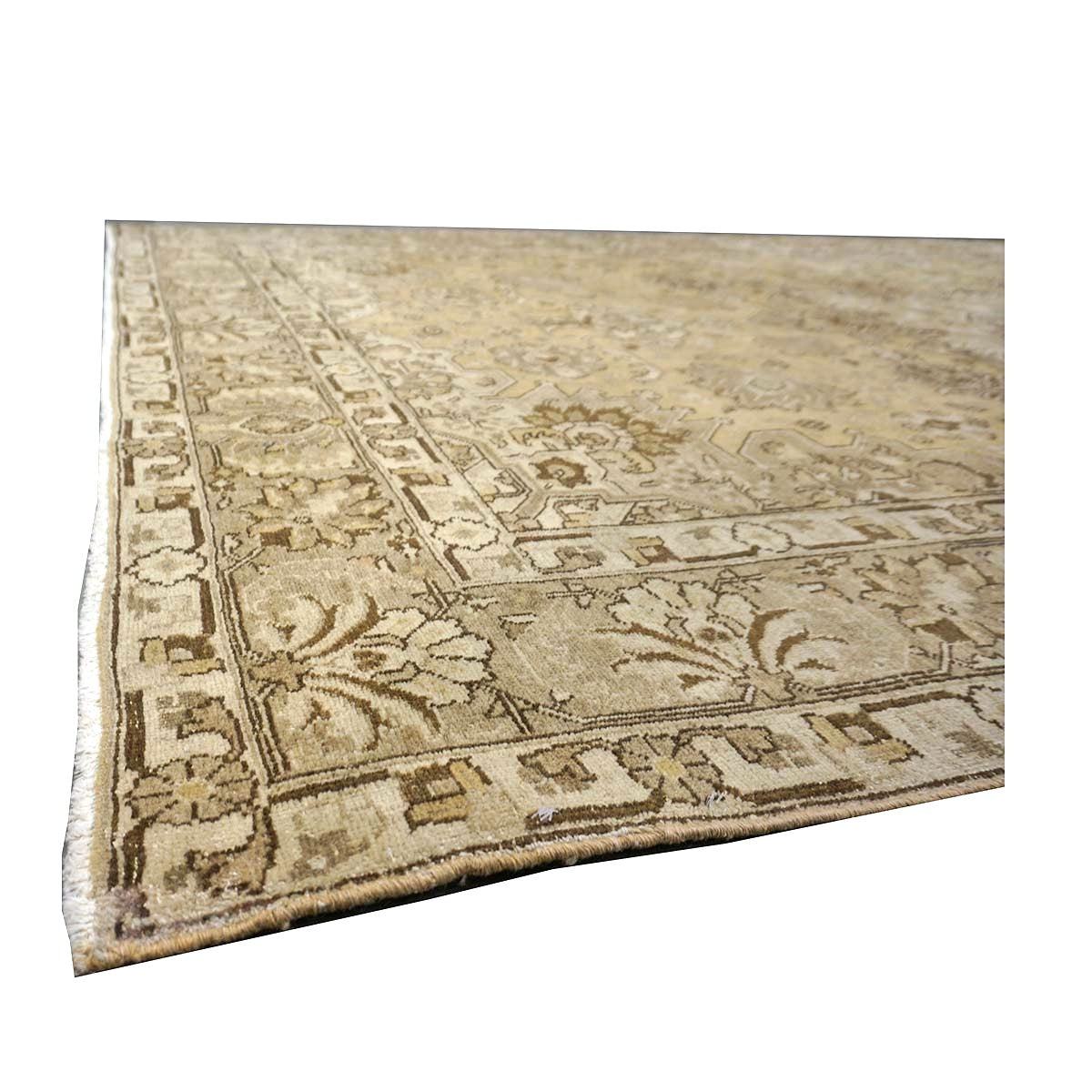 Antique Persian Tabriz Wool 7x10 Beige, Ivory & Tan Handmade Area Rug #1142811
