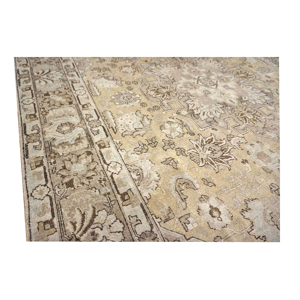 Antique Persian Tabriz Wool 7x10 Beige, Ivory & Tan Handmade Area Rug #1142811