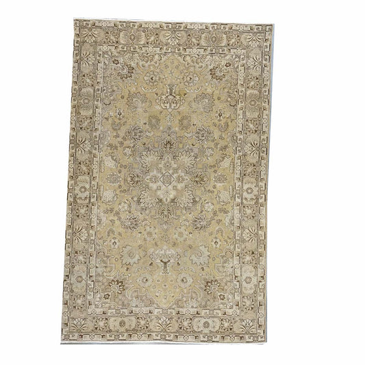 Antique Persian Tabriz Wool 7x10 Beige, Ivory & Tan Handmade Area Rug #1142811