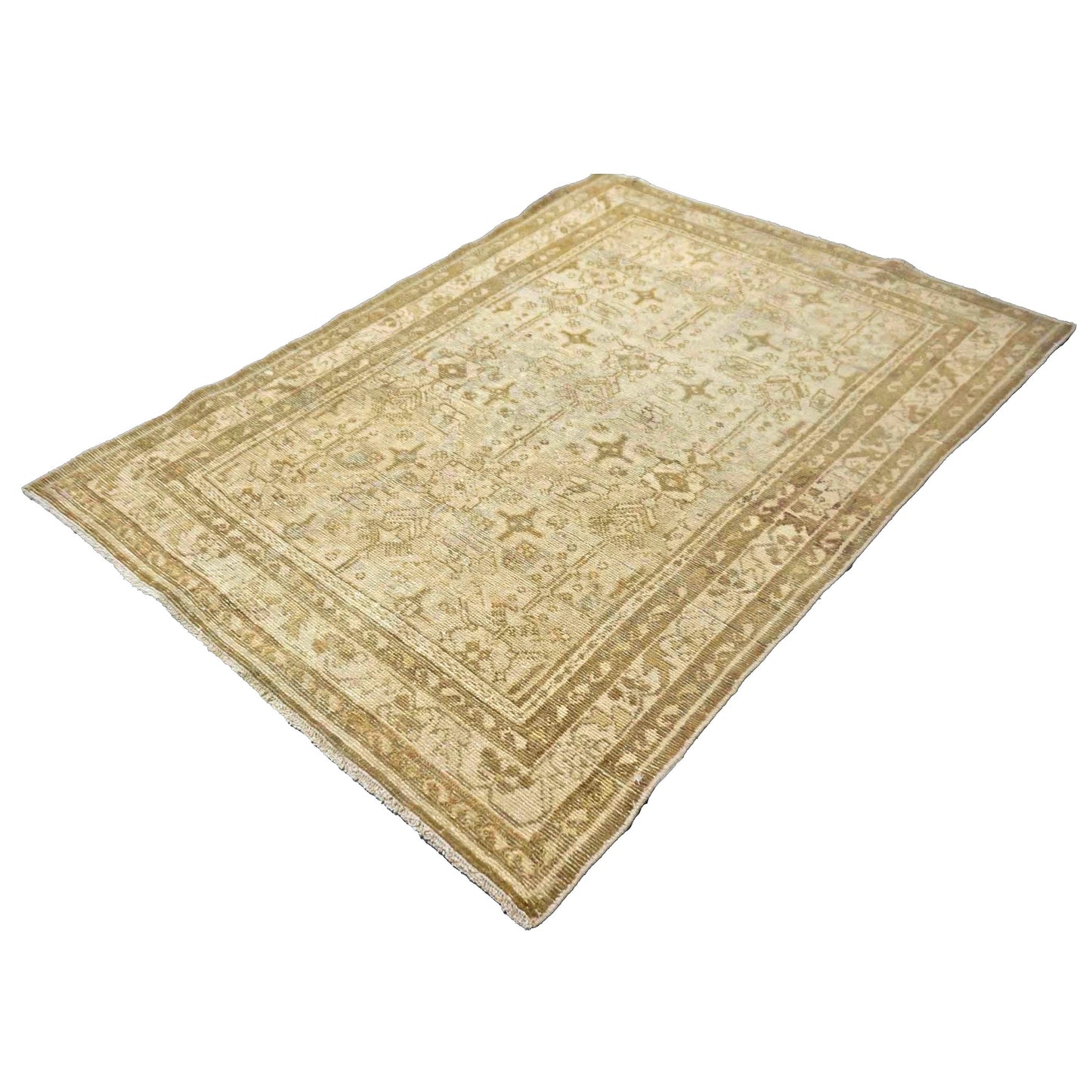 Antique Persian Hamadan Wool 4x5 Tan & Taupe Handmade Area Rug #1142823