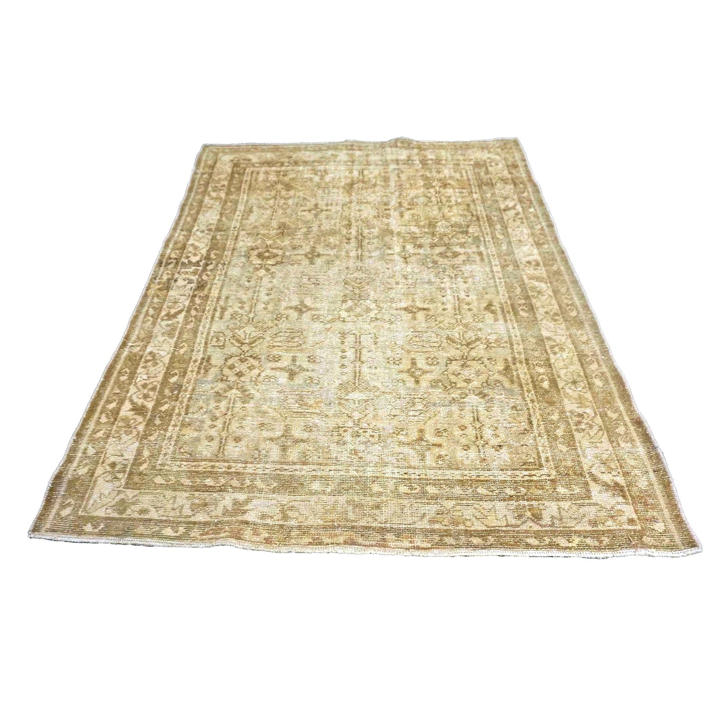 Antique Persian Hamadan Wool 4x5 Tan & Taupe Handmade Area Rug #1142823