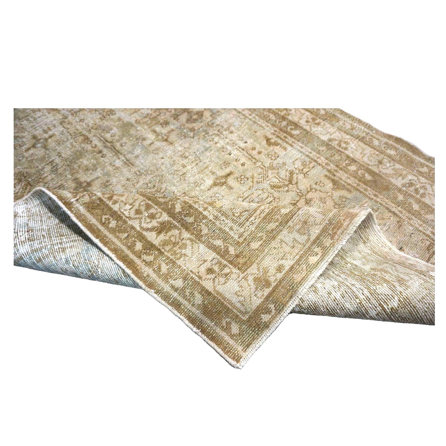 Antique Persian Hamadan Wool 4x5 Tan & Taupe Handmade Area Rug #1142823