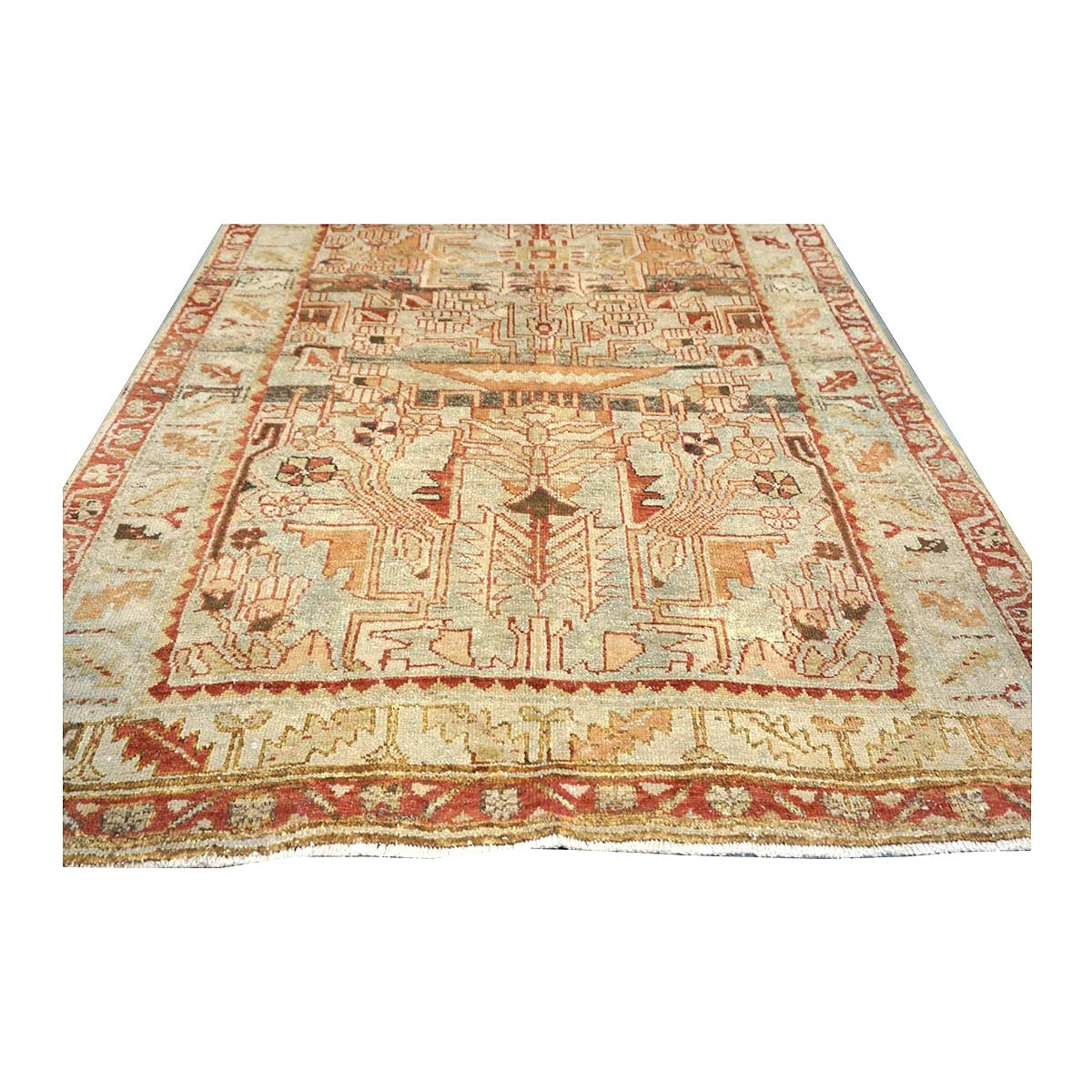 Antique Persian Malayer Wool 5x9 Light Blue & Coral Handmade Area Rug #1142839