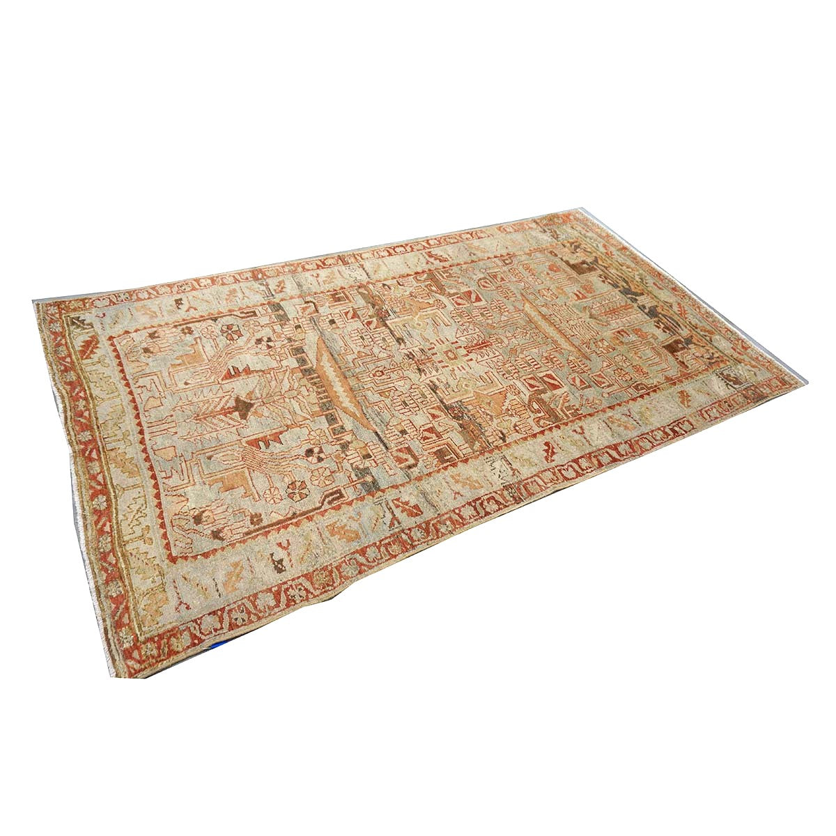 Antique Persian Malayer Wool 5x9 Light Blue & Coral Handmade Area Rug #1142839