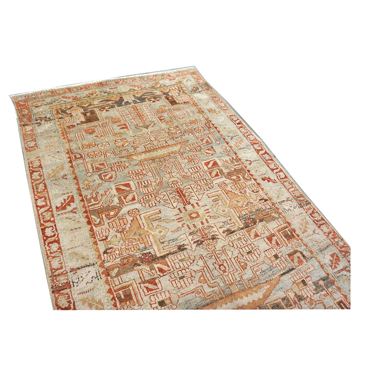 Antique Persian Malayer Wool 5x9 Light Blue & Coral Handmade Area Rug #1142839