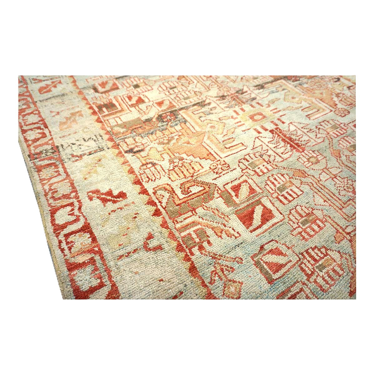 Antique Persian Malayer Wool 5x9 Light Blue & Coral Handmade Area Rug #1142839