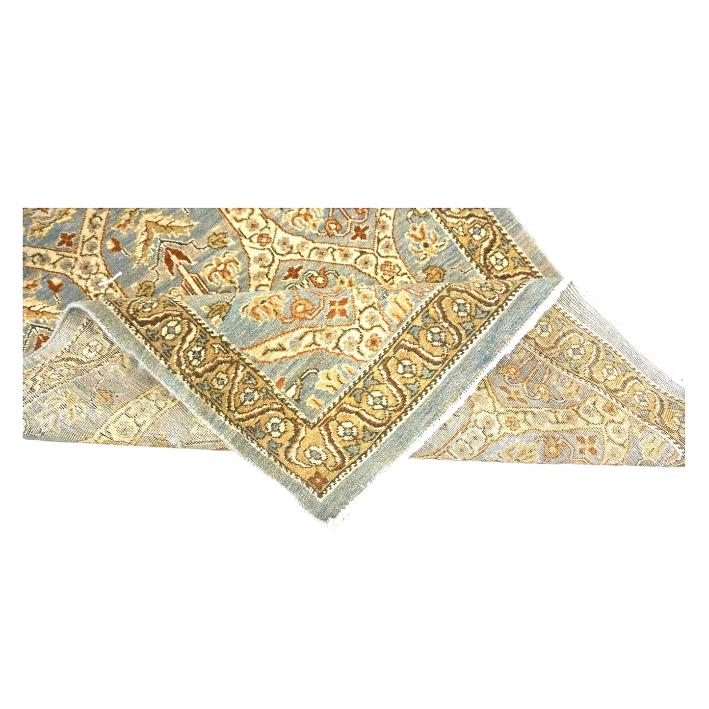 Persian Tabriz Wool 3x15 Blue & Ivory Handmade Runner Rug #1142901