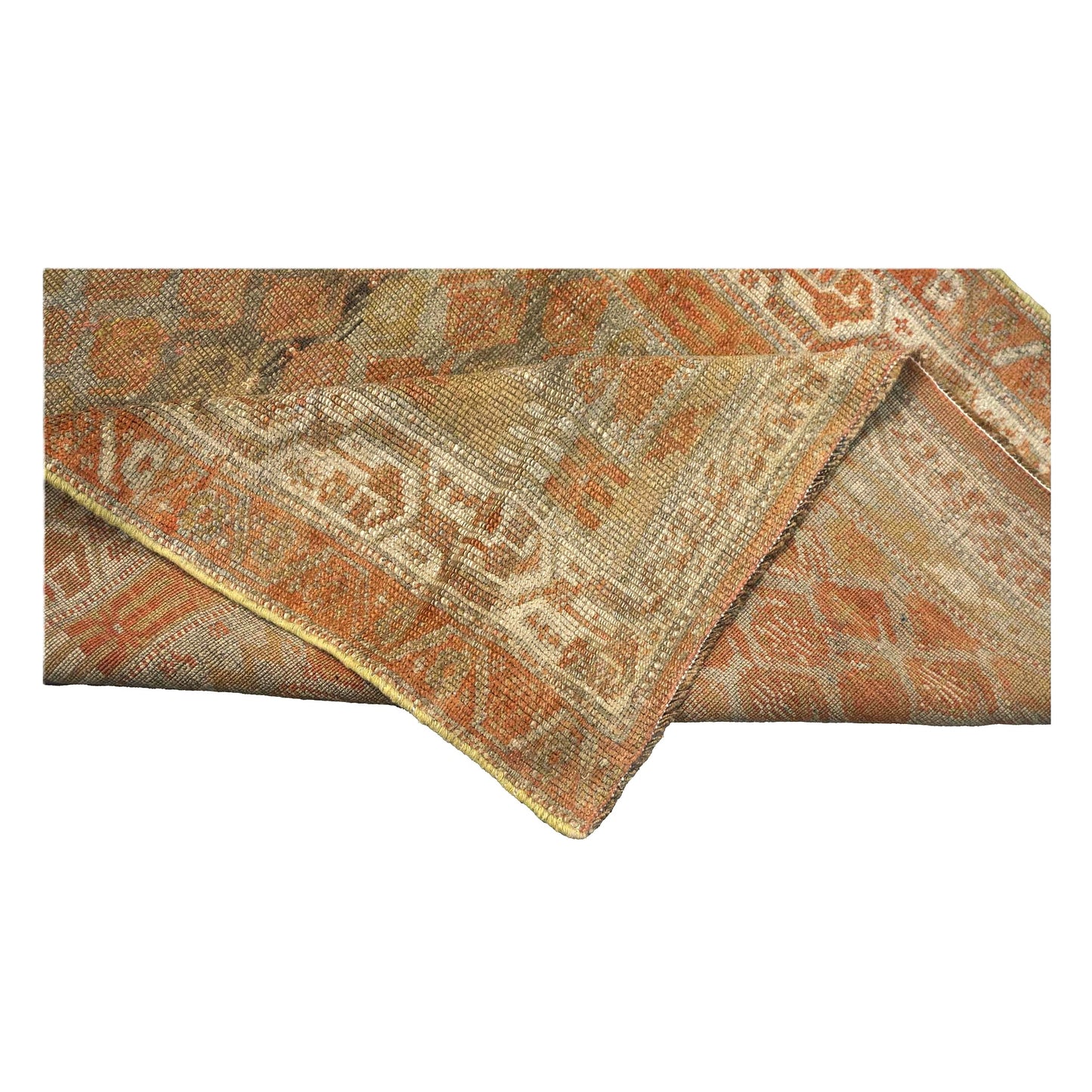 Antique Persian Malayer Wool 3x12 Tan, Rust & Ivory Handmade Runner Rug #1142952