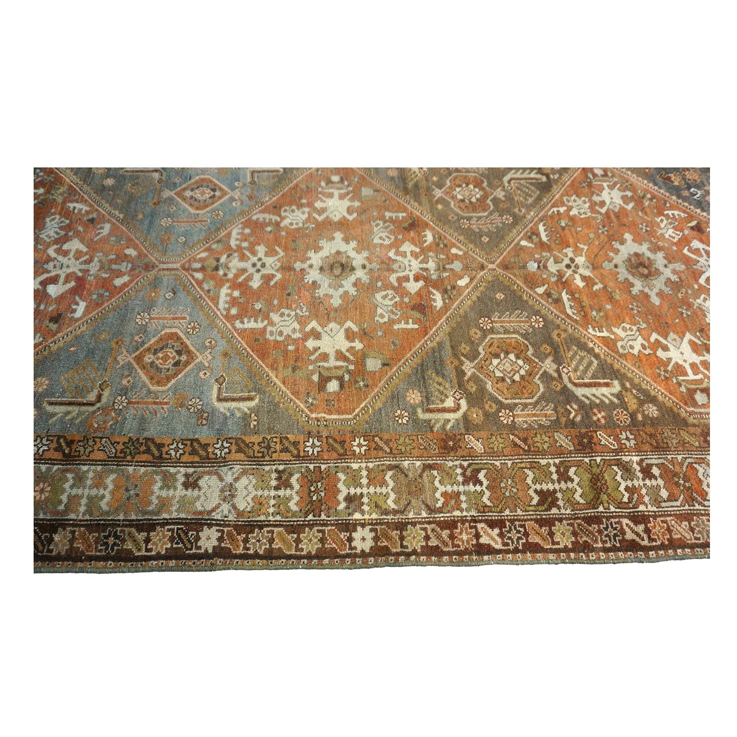 Antique Persian Bijar Wool 4x10 Grey & Rust Handmade Gallery Rug #1142958