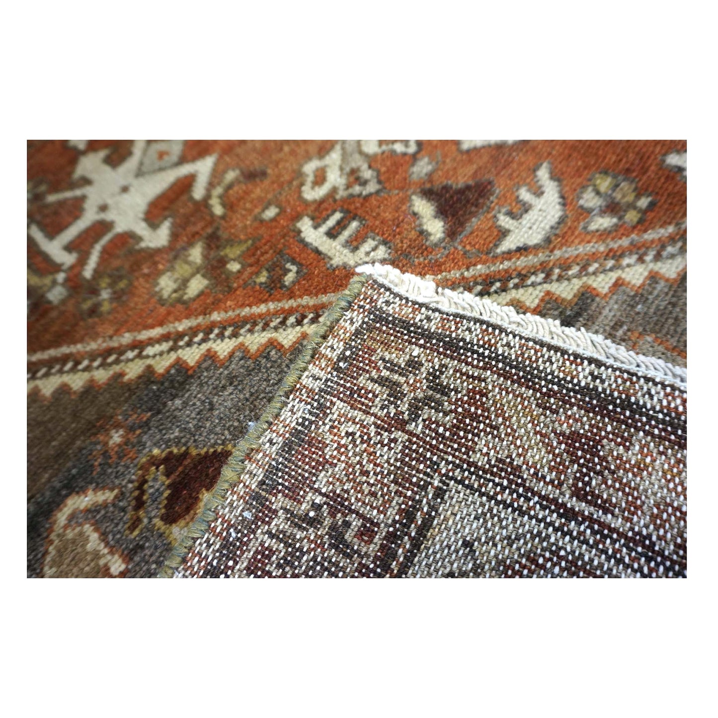 Antique Persian Bijar Wool 4x10 Grey & Rust Handmade Gallery Rug #1142958