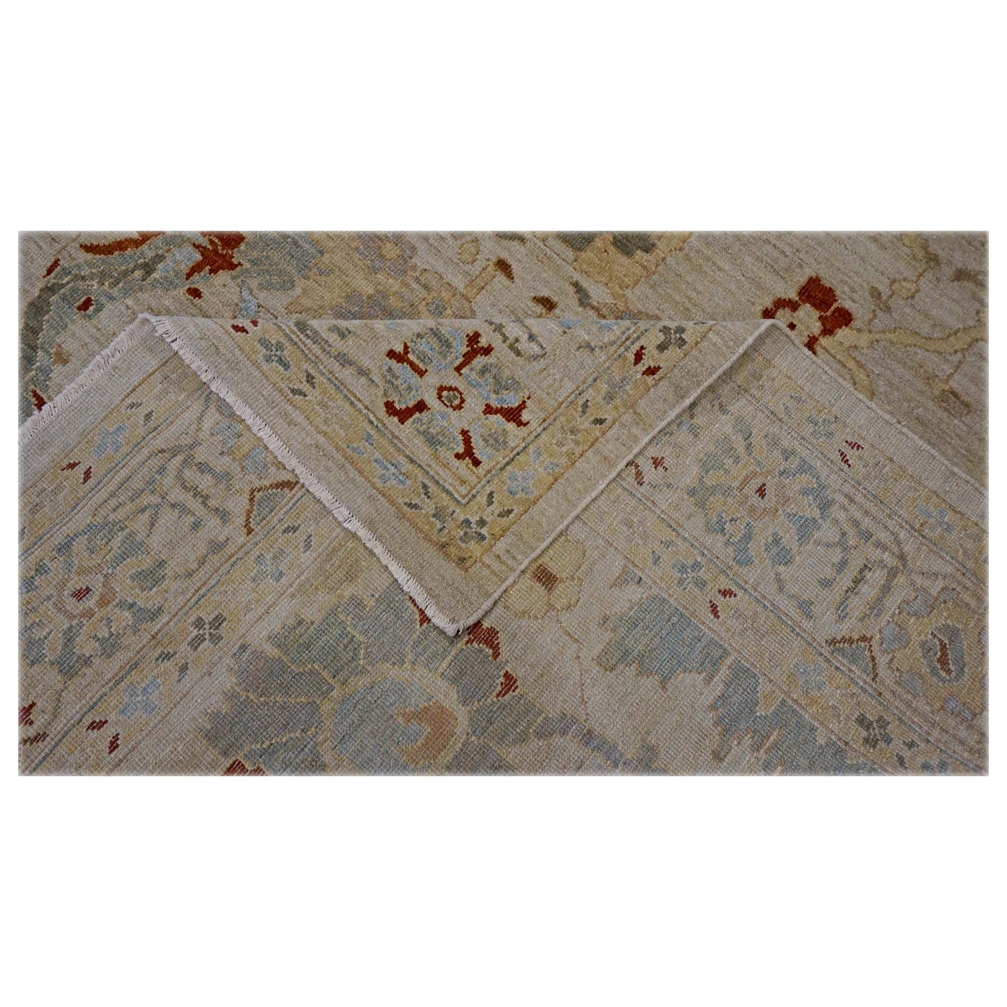 Persian Sultanabad Wool 8x10 Ivory, Tan, Green & Red Handmade Area Rug #1143039
