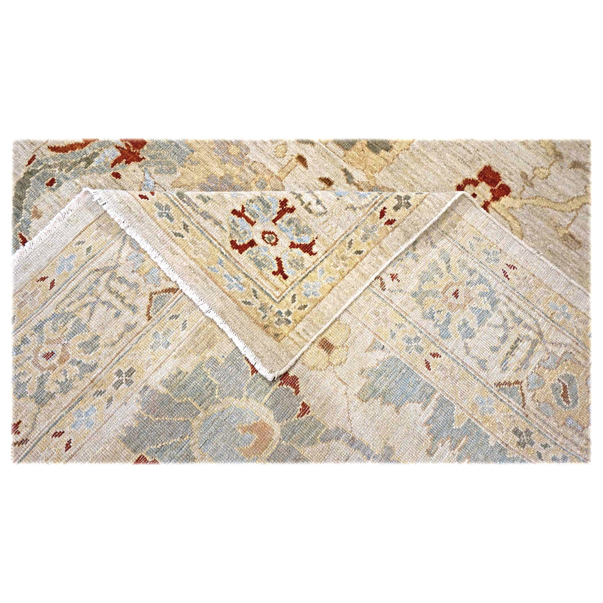 Persian Sultanabad Wool 8x10 Ivory, Tan, Green & Red Handmade Area Rug #1143039
