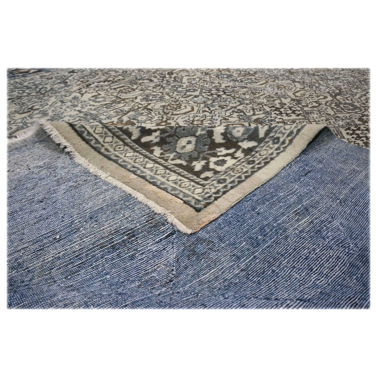 Antique Persian Mahal Overdye Wool 11x15 Blue & Ivory Handmade Area Rug #1143048
