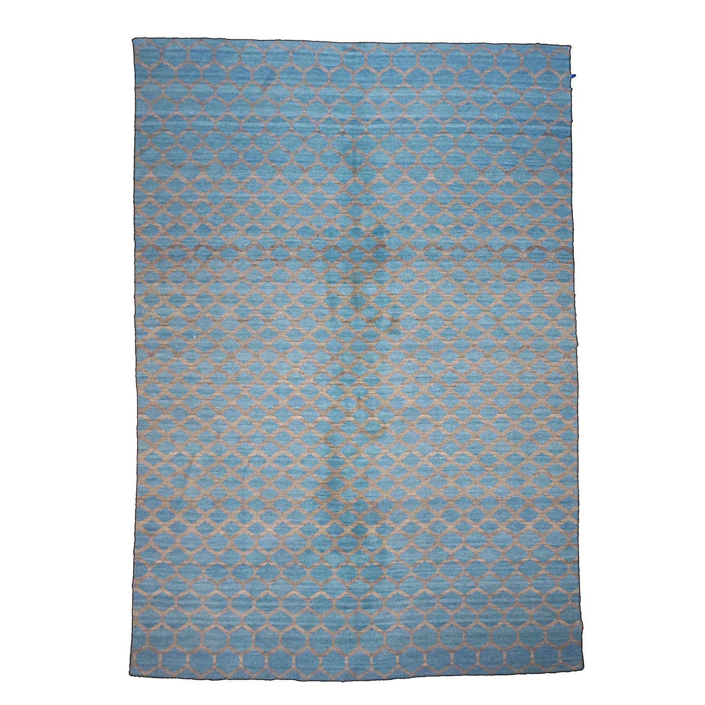 Afghan True Tribe Kilim Wool 10x14 Grey & Turquoise Handmade Area Rug #1143125