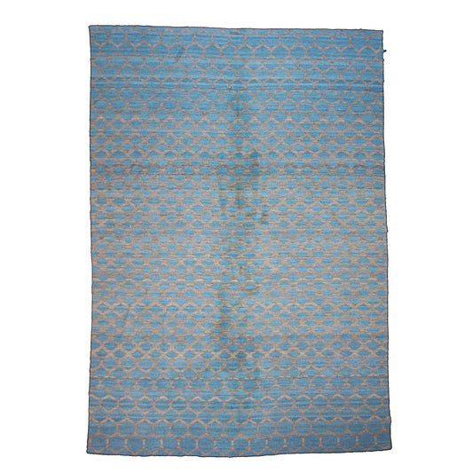Afghan True Tribe Kilim Wool 10x14 Grey & Turquoise Handmade Area Rug #1143125