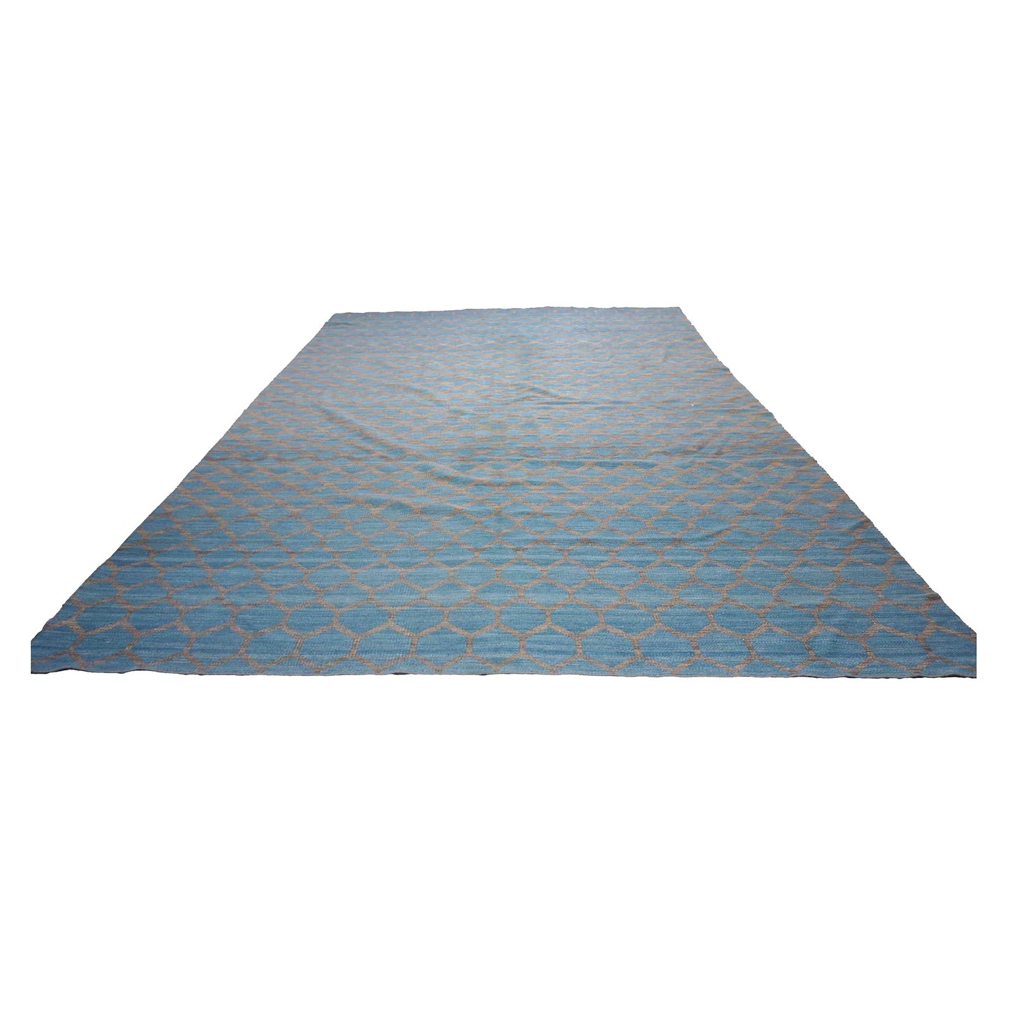 Afghan True Tribe Kilim Wool 10x14 Grey & Turquoise Handmade Area Rug #1143125