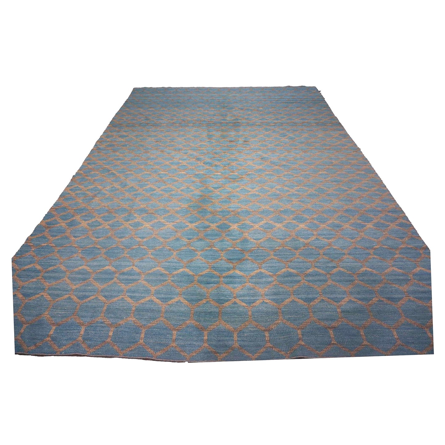 Afghan True Tribe Kilim Wool 10x14 Grey & Turquoise Handmade Area Rug #1143125