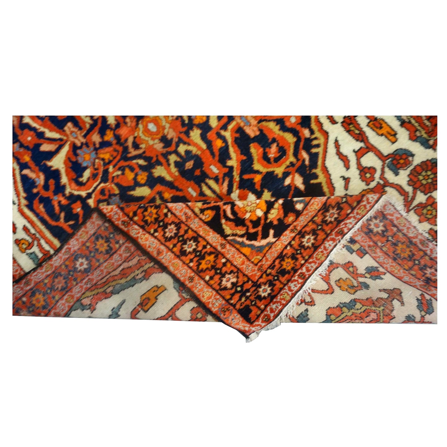 Antique Persian Mission Malayer Wool 3x5 Ivory, Orange & Red Handmade Throw Rug #1143203