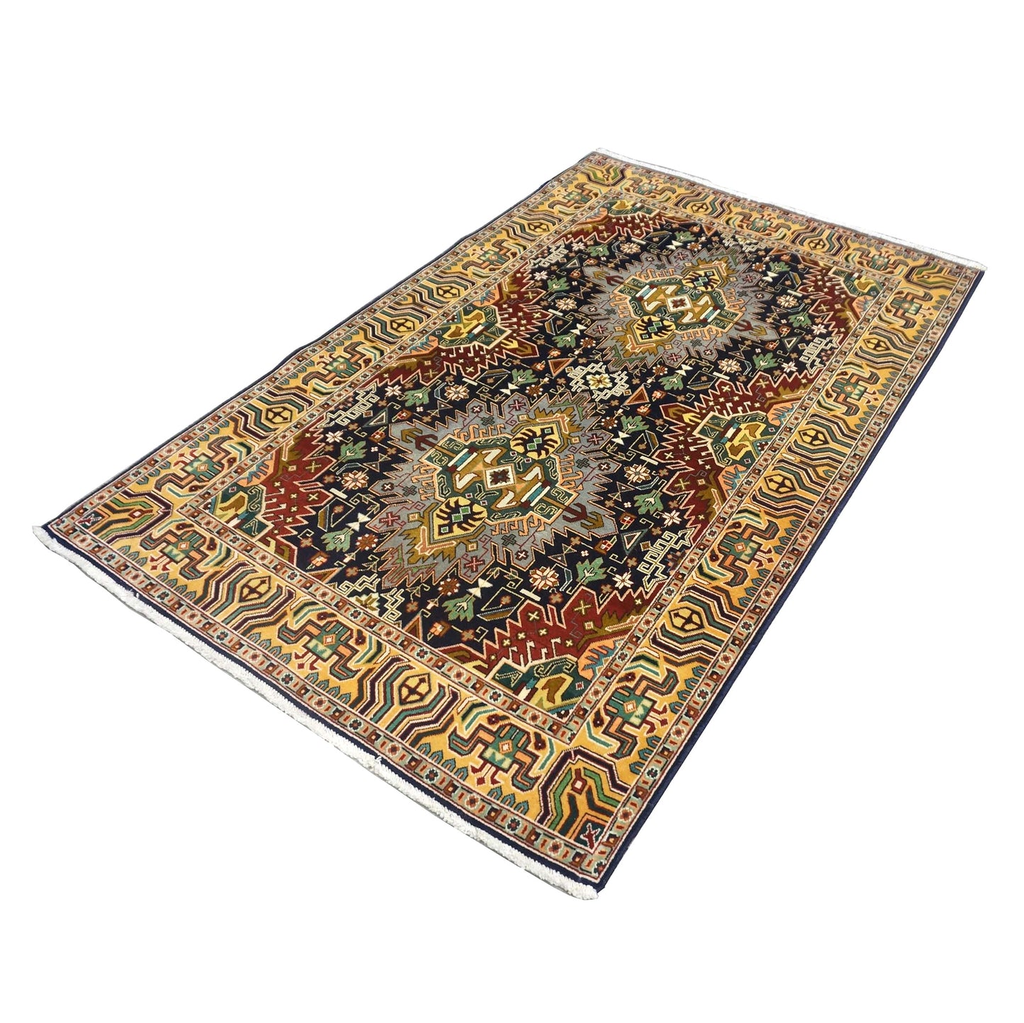 Antique Persian Tabriz Wool 3x5 Navy, Burgundy & Gold Handmade Throw Rug #1143226