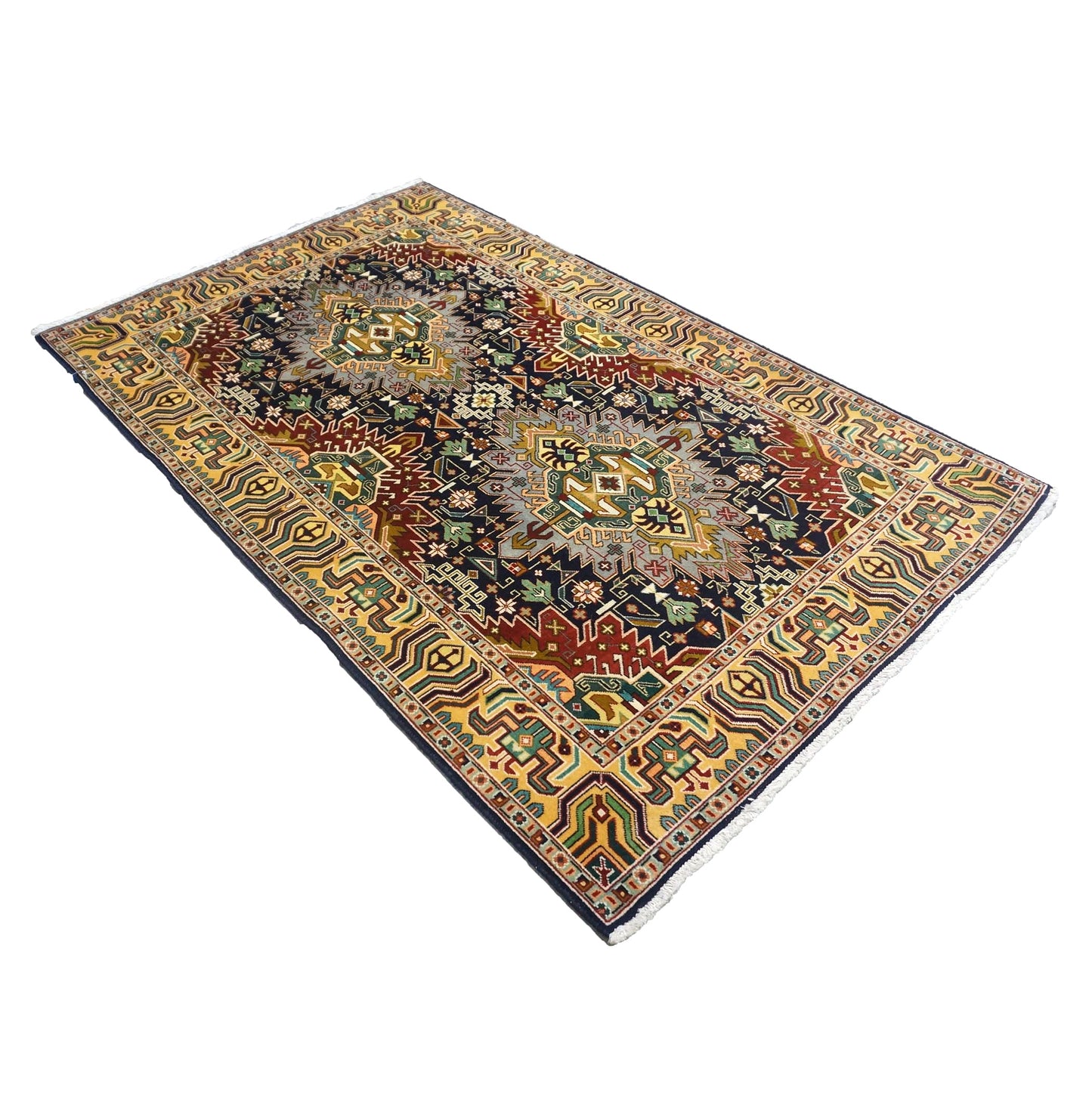 Antique Persian Tabriz Wool 3x5 Navy, Burgundy & Gold Handmade Throw Rug #1143226