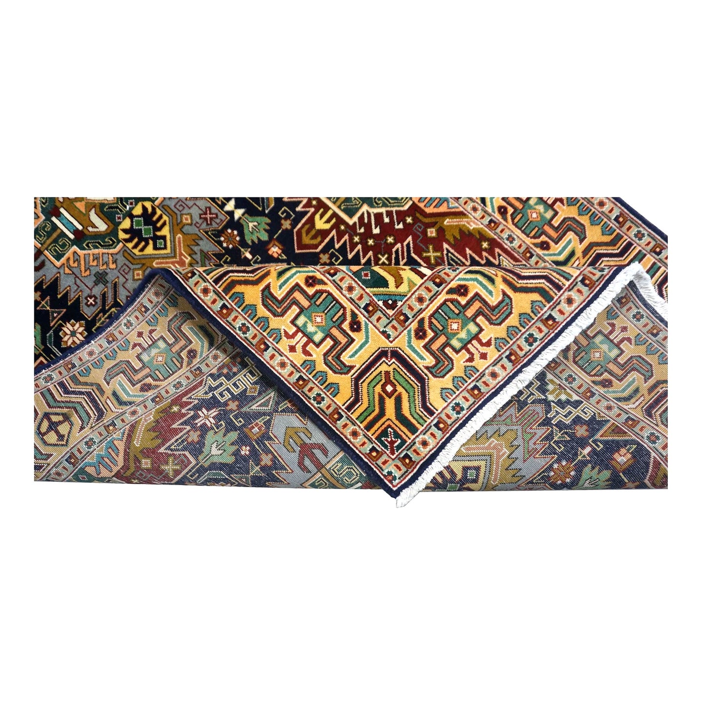Antique Persian Tabriz Wool 3x5 Navy, Burgundy & Gold Handmade Throw Rug #1143226