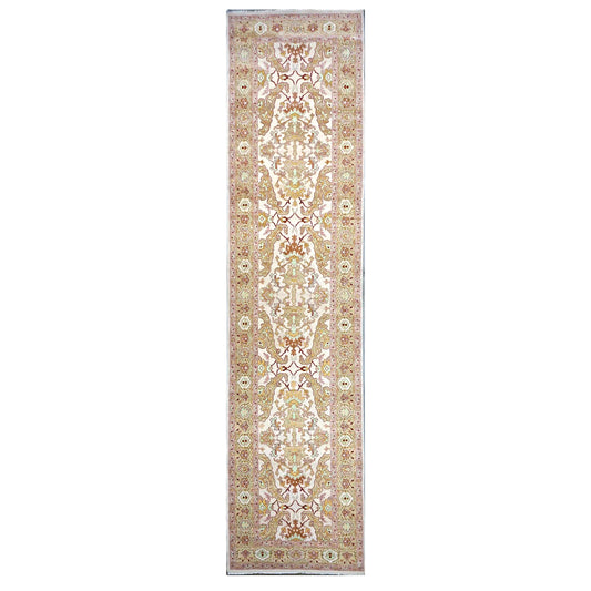Persian Sultanabad Wool 4x18 Light Khaki & Ivory Handmade Gallery Rug #1143260