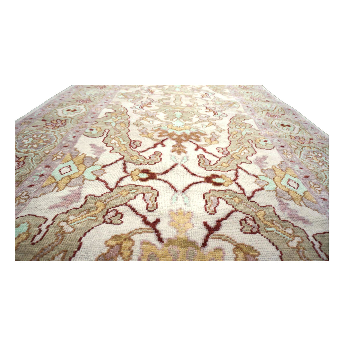 Persian Sultanabad Wool 4x18 Light Khaki & Ivory Handmade Gallery Rug #1143260