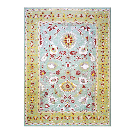 Afghan Sultanabad Wool 10x14 Light Blue & Green Handmade Area Rug #1143284