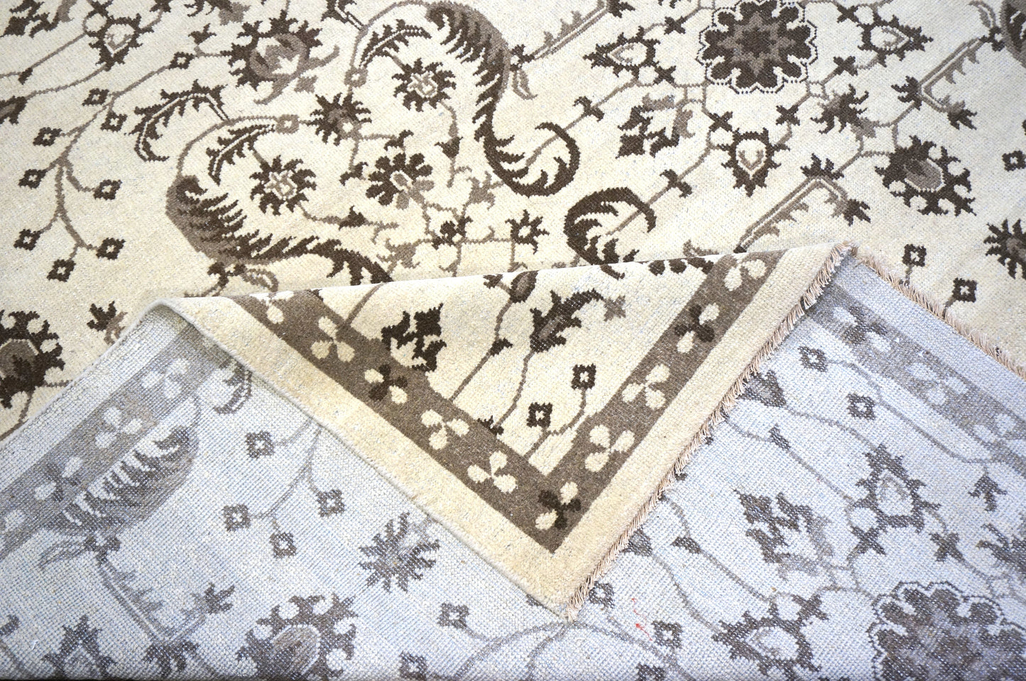 Afghan Sultanabad Wool 6X10 Ivory and Brown Area Handmade Area Rug #1143397