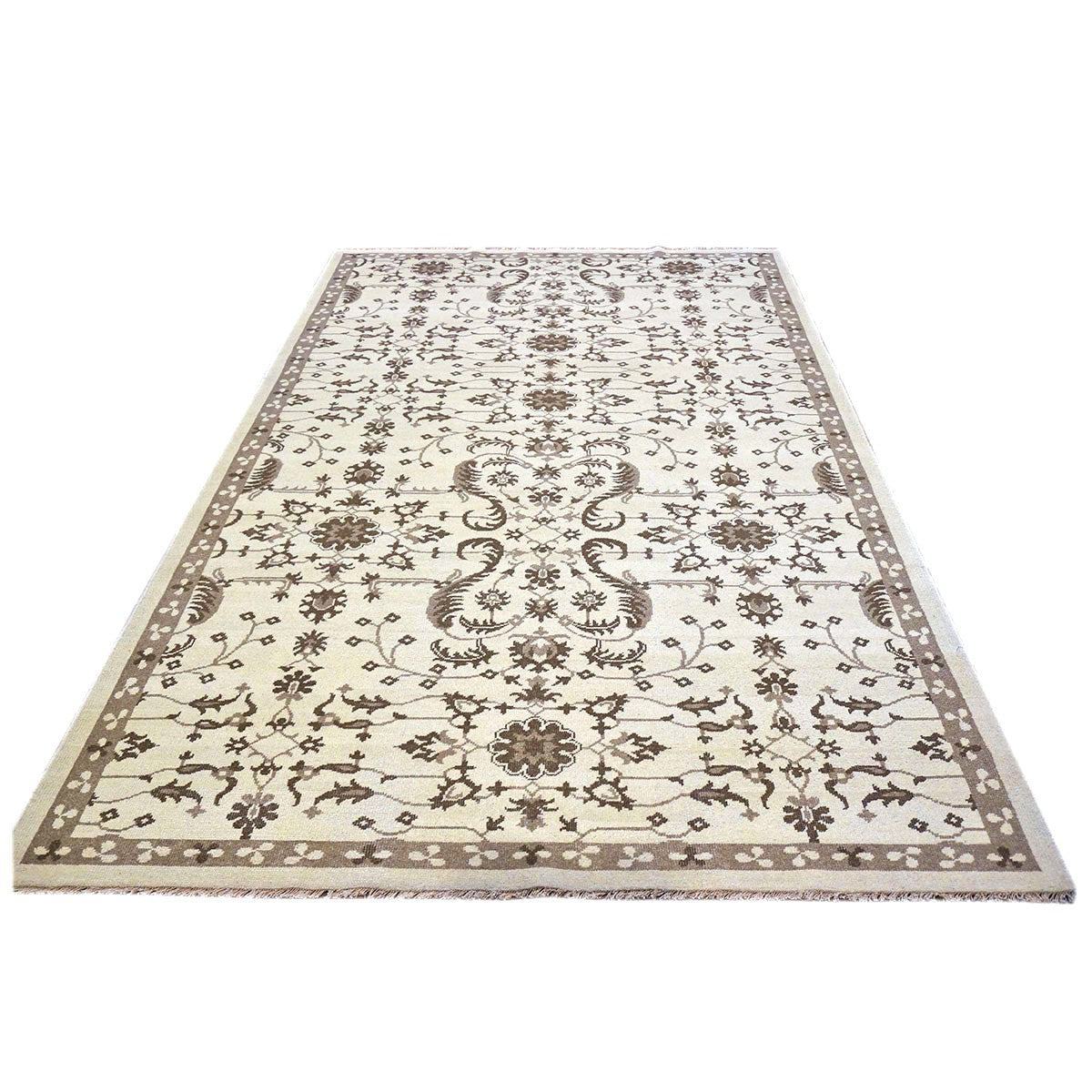 Afghan Sultanabad Wool 6X10 Ivory and Brown Area Handmade Area Rug #1143397