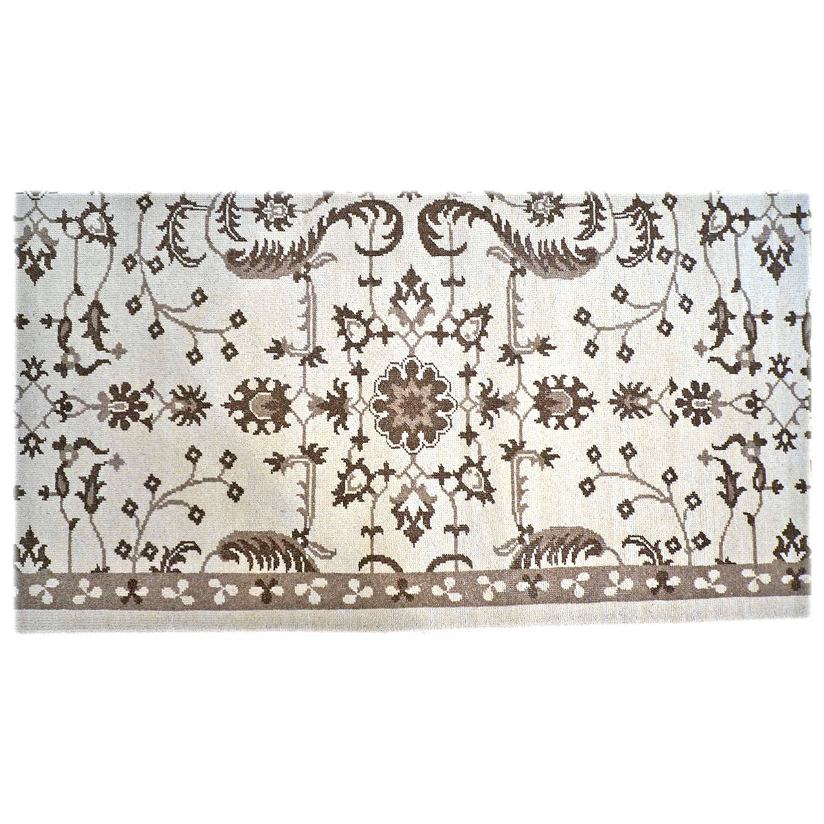 Afghan Sultanabad Wool 6X10 Ivory and Brown Area Handmade Area Rug #1143397