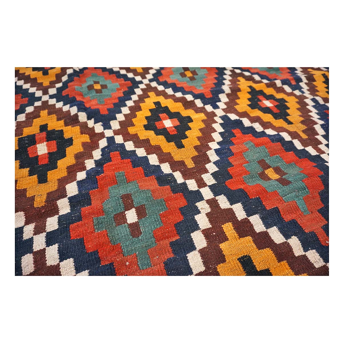 Antique Afghan Kabul Kilim Flatweave Wool 10x13 Yellow, Red & Orange Handmade Area Rug #1143497