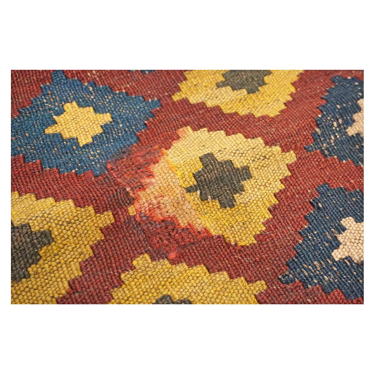 Antique Afghan Kabul Kilim Flatweave Wool 10x15 Yellow, Red & Blue Handmade Area Rug #1143498
