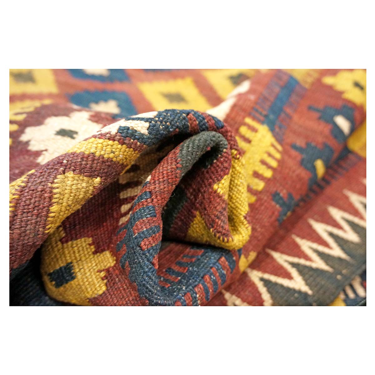 Antique Afghan Kabul Kilim Flatweave Wool 10x15 Yellow, Red & Blue Handmade Area Rug #1143498