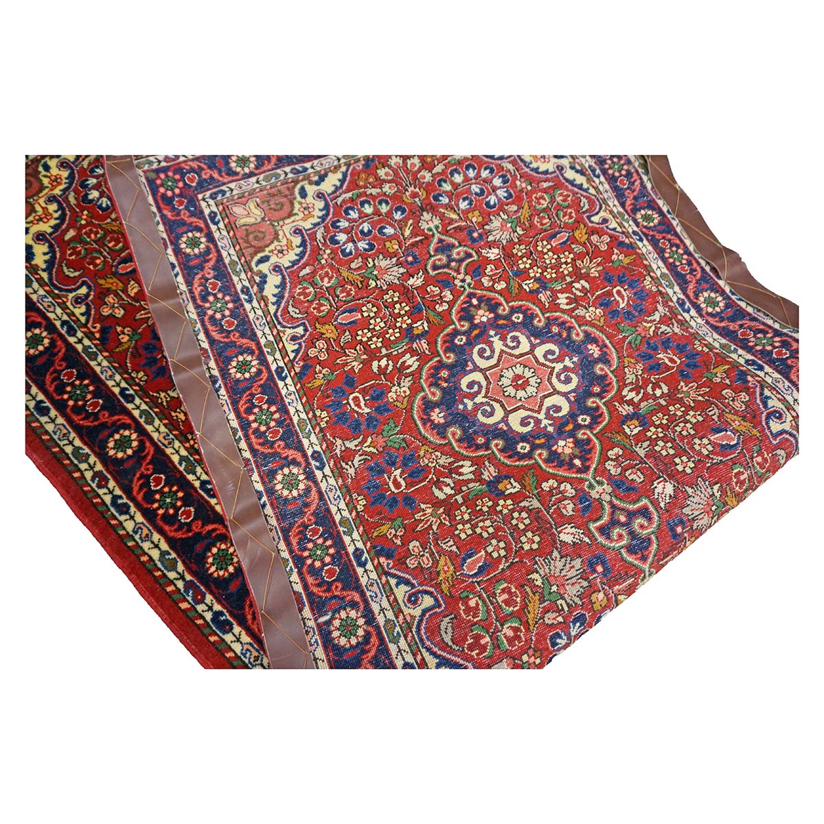 Persian Sarouk Wool 2x6 Red, Blue & Ivory Handmade Runner Rug #1143512