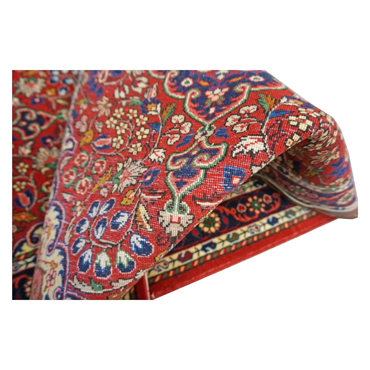 Persian Sarouk Wool 2x6 Red, Blue & Ivory Handmade Runner Rug #1143512