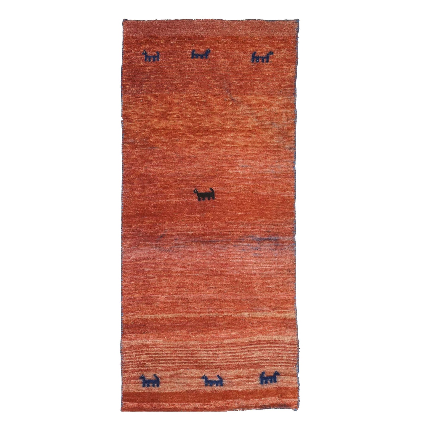 Persian Gabbeh Wool Overydye 2x5 Sunset Orange Handmade Runner Rug #1143519