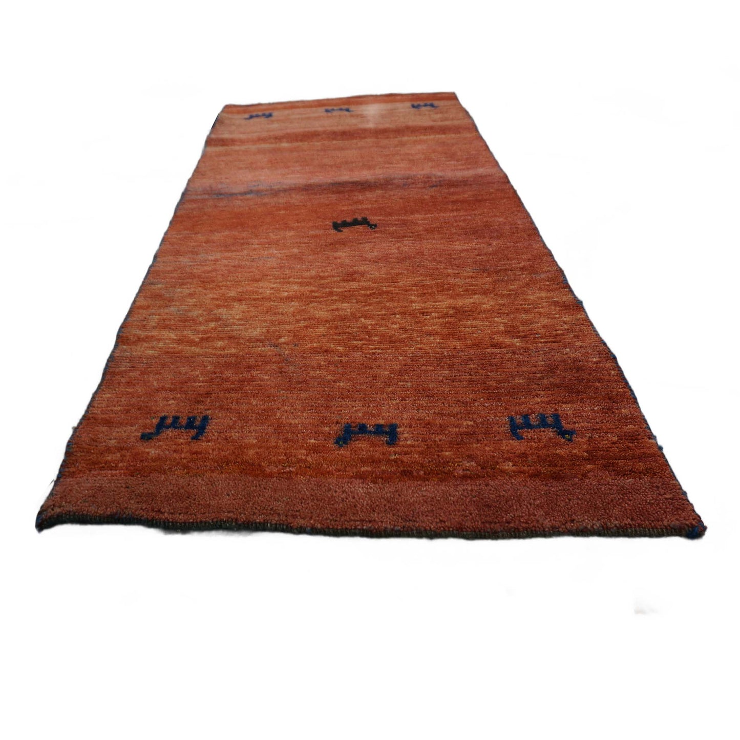 Persian Gabbeh Wool Overydye 2x5 Sunset Orange Handmade Runner Rug #1143519
