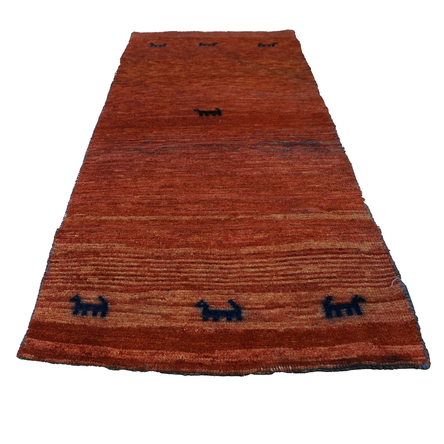 Persian Gabbeh Wool Overydye 2x5 Sunset Orange Handmade Runner Rug #1143519
