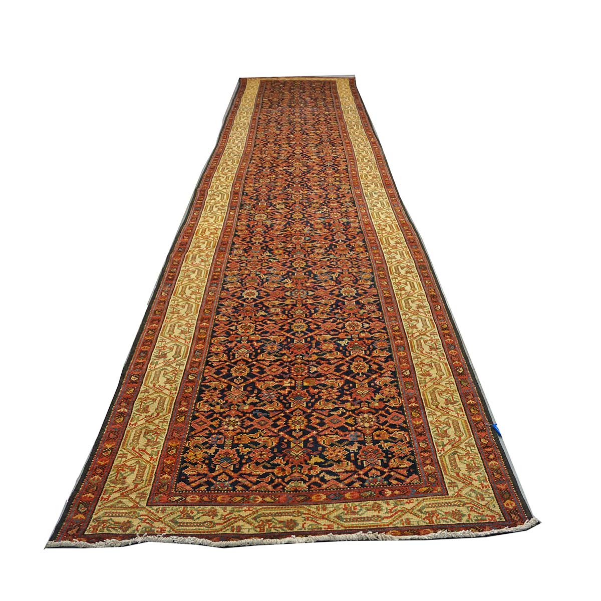 Antique Persian Malayer Wool 3x16 Rust & Ivory Handmade Runner Rug #1143529
